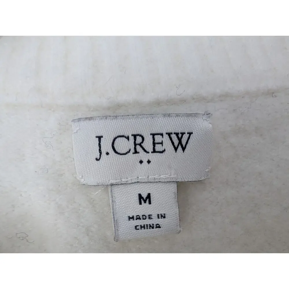 J Crew Medium Wool Blend Color Block Black Gray Cream Crew Sweater Preppy Warm